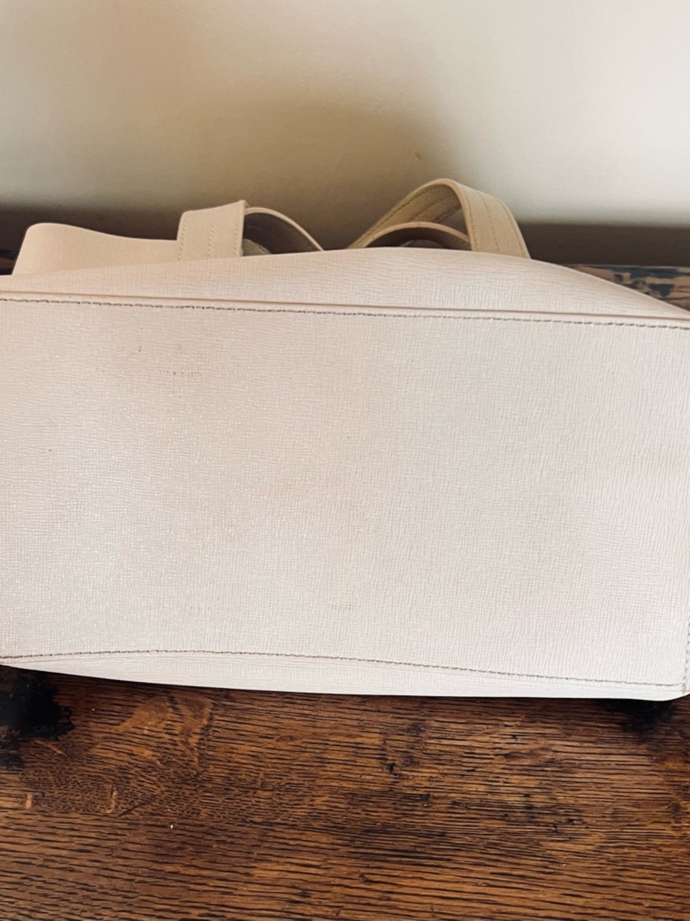 Furla Off-White Saffiano Leather Tote with Gold Charm - Picture 6 of 7